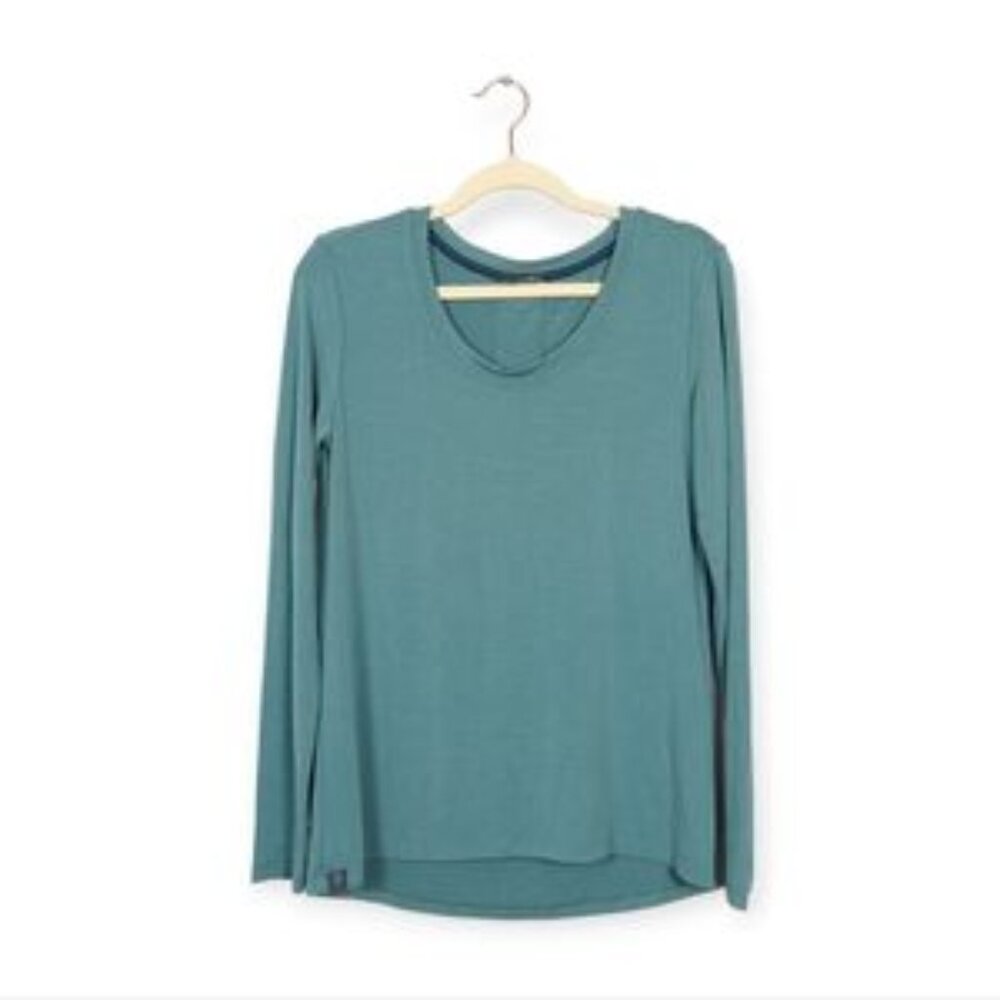 Free Fly Apparel Teal Scoop Neck Bamboo Viscose Long Sleeve Top